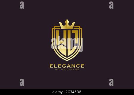 WL elegant luxury monogram logo or badge template with scrolls and royal crown - perfect for luxurious branding projects Stock Vector
