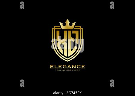 XT elegant luxury monogram logo or badge template with scrolls and royal crown - perfect for luxurious branding projects Stock Vector