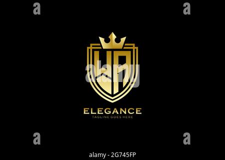 WA elegant luxury monogram logo or badge template with scrolls and royal crown - perfect for luxurious branding projects Stock Vector