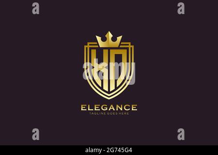 XN elegant luxury monogram logo or badge template with scrolls and royal crown - perfect for luxurious branding projects Stock Vector