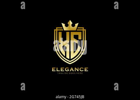 XE elegant luxury monogram logo or badge template with scrolls and royal crown - perfect for luxurious branding projects Stock Vector