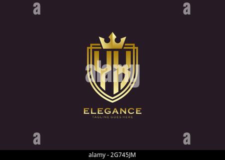 YX elegant luxury monogram logo or badge template with scrolls and royal crown - perfect for luxurious branding projects Stock Vector
