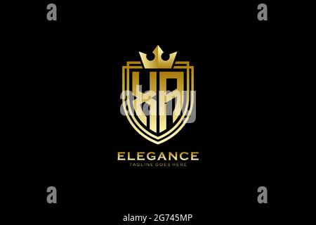 XA elegant luxury monogram logo or badge template with scrolls and royal crown - perfect for luxurious branding projects Stock Vector