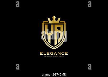 YR elegant luxury monogram logo or badge template with scrolls and royal crown - perfect for luxurious branding projects Stock Vector