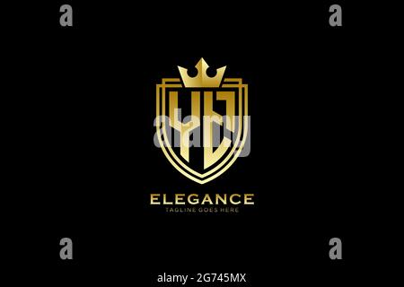 YT elegant luxury monogram logo or badge template with scrolls and royal crown - perfect for luxurious branding projects Stock Vector