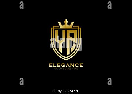 YP elegant luxury monogram logo or badge template with scrolls and royal crown - perfect for luxurious branding projects Stock Vector