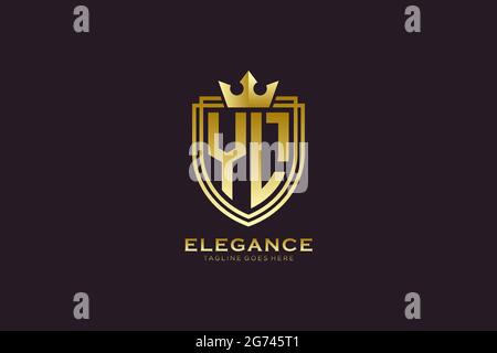 YL elegant luxury monogram logo or badge template with scrolls and royal crown - perfect for luxurious branding projects Stock Vector