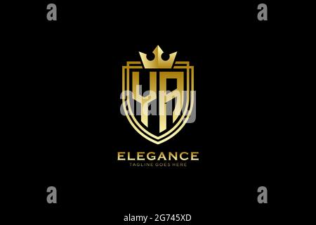 YA elegant luxury monogram logo or badge template with scrolls and royal crown - perfect for luxurious branding projects Stock Vector