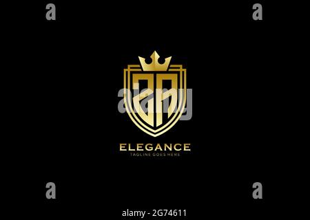 ZA elegant luxury monogram logo or badge template with scrolls and royal crown - perfect for luxurious branding projects Stock Vector