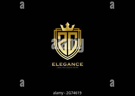 ZC elegant luxury monogram logo or badge template with scrolls and royal crown - perfect for luxurious branding projects Stock Vector