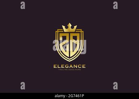 ZB elegant luxury monogram logo or badge template with scrolls and royal crown - perfect for luxurious branding projects Stock Vector