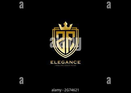 ZF elegant luxury monogram logo or badge template with scrolls and royal crown - perfect for luxurious branding projects Stock Vector