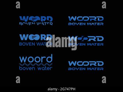 WOORD BOVEN WATER LOGO DESIGN Six Variations Word Above Water Logo Vector Template Stock Vector