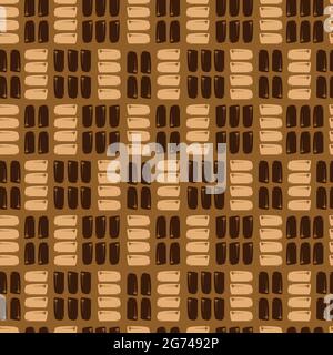 Vector brown geometric basket weave wicker motif seamless pattern. Perfect for fabric, wrapping paper and wallpaper projects. Stock Vector
