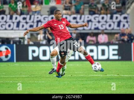 Jul 10, 2021: Trinidad and Tobago midfielder Reon Moore (13) in the second half during a CONCACAF Gold Cup game between Mexico and Trinidad & Tobago at AT&T Stadium in Arlington, TX Mexico and Trinidad & Tobago tied 0-0 Albert Pena/CSM Stock Photo