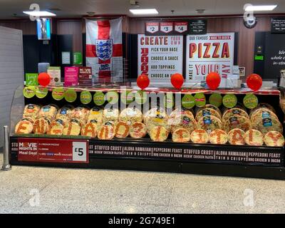 Asda pizza section in Colindale, London Stock Photo