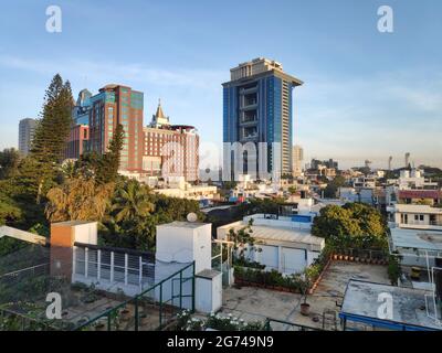 A sunlit view of downtown Bangalore, India on a clear sunny day Stock Photo