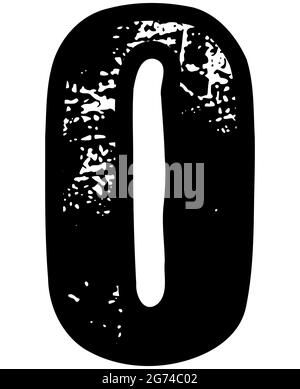 Capital letter O in black color in grunge style for comics, books, art elements Stock Vector