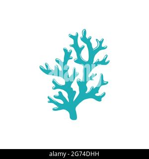 Branch of hard tip leather coral isolated icon. Vector finger mushroom coral with sharp edges, seaweed aquatic underwater organism. Tropical seabed pl Stock Vector