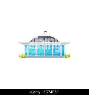 Big top tent circus isolated cartoon building icon. Vector chapiteau circus with red flag on top, amusement fair park, funfair entrance, entertainment Stock Vector