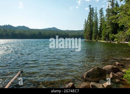 Lucky Lake, in Oregon's Three Sisters Wilderness, is less than a 2-mile hike from the trailhead. Stock Photo