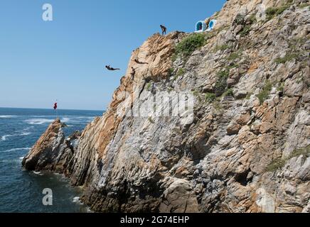 Cliff Divers in la Quebrada Jorge Antonio Ramirez Lopez Acapulco, Guerrero, Mexico Stock Photo