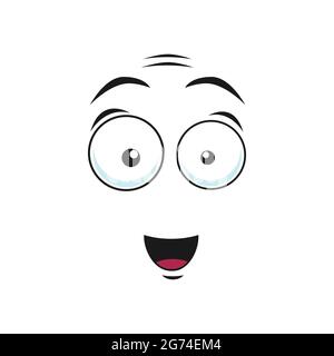 Shocked, scared or surprised smiley, afraid or terrified emoji isolated icon. Vector worried, unsure or amazed emoticon with open mouth and big eyes. Stock Vector