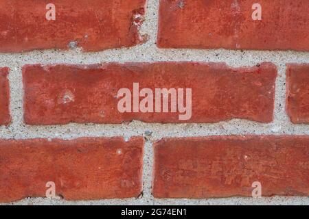 Red brick wall, brick pattern, red brick background, close up Stock Photo
