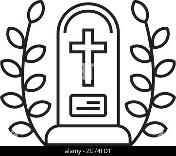Photo frame with a dead woman. Funeral icon vector in line style ...