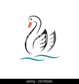 Vector of swan design on white background. Easy editable layered vector illustration. Wild Animals. Birds, Animal. Stock Vector