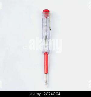 A closeup of an indicator screwdriver isolated on white background Stock Photo