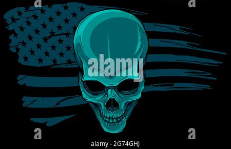 vector illustartion of skull with american flag Stock Vector