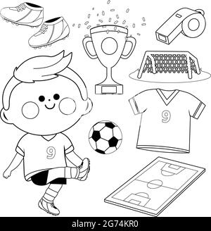 children playing football clipart black and white