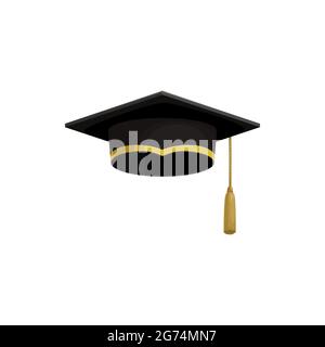 gold graduation hat with gold tassel on a white background Stock Vector ...