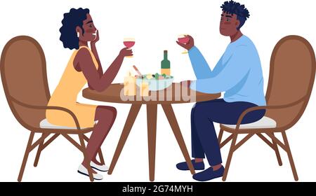 Couple on romantic dinner semi flat color vector characters Stock Vector