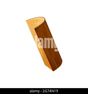 Oak or pine timber, lumber stick isolated flat cartoon icon. Vector fireplace heating material, hardwood stub,wooden log, tree trunk. Wood log of fire Stock Vector