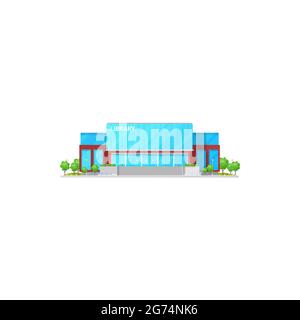 Athenaeum or atheneum public library buildings isolated icon, cartoon design. Vector facade of modern library house architecture, museum of books stor Stock Vector