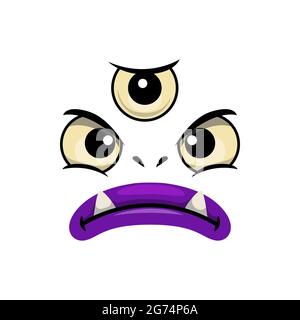 Monster face isolated vector icon, cartoon emoji of angry demon, Halloween  spooky creature emotion. Roaring devil with sharp fangs and red creepy eyes  Stock Vector Image & Art - Alamy