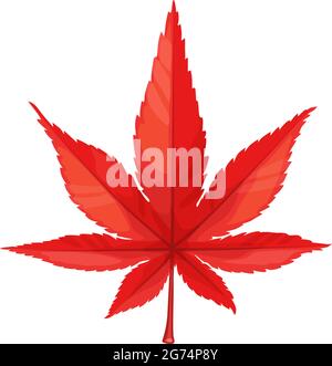 Autumn maple leaf vector icon, cartoon foliage, fallen tree leaf of red color, natural design element isolated botanical object on white background, s Stock Vector