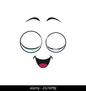 Cartoon face vector icon, funny emoji with smile and close eyes. Calm or relaxed facial expression, positive feelings isolated on white background Stock Vector