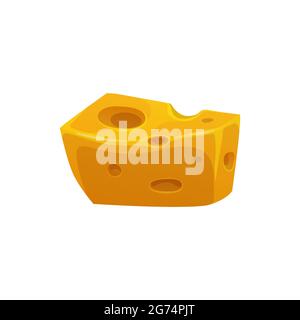 Emmental Swiss cheese cut piece isolated dairy food realistic icon. Vector dietary food, mediterranean cuisine dish. Emmentaler or Emmenthal with hole Stock Vector