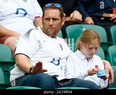 LONDON, ENGLAND - JULY 10: England Fans during International Friendly between England and Canada at Twickenham Stadium , London, UK on 10th July 2021 Stock Photo