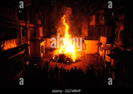 Huge bonfire fireburning wood ignite to celebrate holi festival The ...