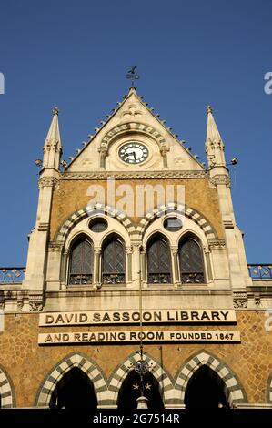 The David Sassoon Library is the name of a famous library and heritage structure in Mumbai, founded in 1847 old British colonial buildings in Mumbai, Stock Photo