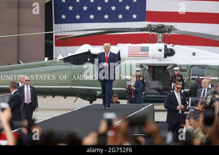 June 30, 2019-Osan, South Korea-US President Donald Trump arrives for a attend the US military meeting event at Osan Military Airbase, South Korea. Stock Photo