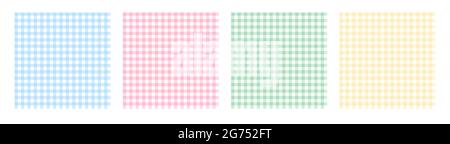 A set of vector abstract seamless patterns. The Vichy cage. Suitable for Easter backgrounds, textile printing, wrapping paper. Stock Vector