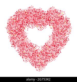 Heart shape made from pink circles, golden gradient. Valentines Day romance recognition. For backdrop background postcard flyer banner design. Vector illustration Stock Vector