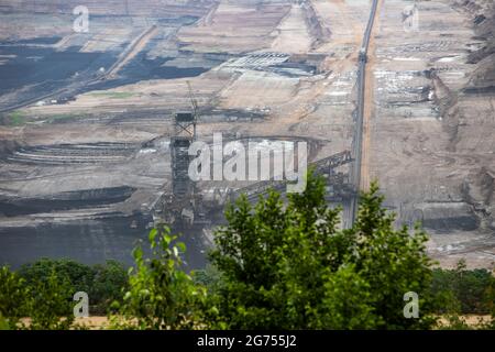 Garzweiler, NRW, Germany, 07 05 2021. Panorama view of the Garzweiler open-cast lignite mine Stock Photo