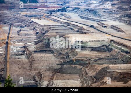 Garzweiler, NRW, Germany, 07 05 2021. Panorama view of the Garzweiler open-cast lignite mine Stock Photo