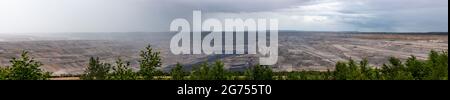 Garzweiler, NRW, Germany, 07 05 2021. Panorama view of the Garzweiler open-cast lignite mine Stock Photo